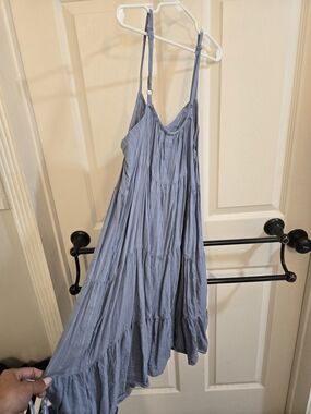 Old Navy Light Blue Tiered Maxi Dress with Spaghetti Straps